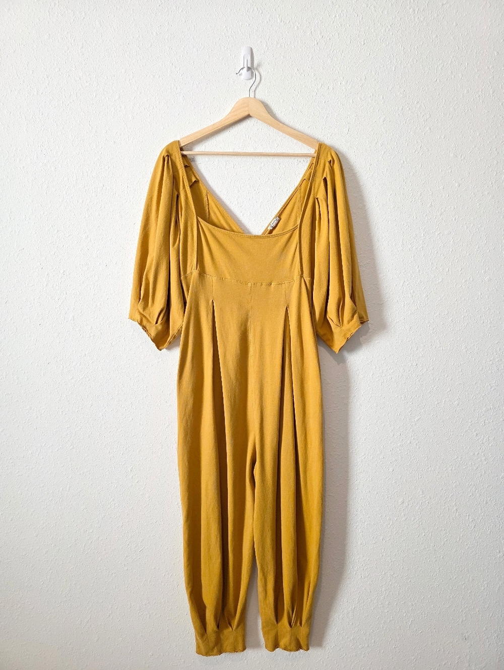 Free People Mustard Relaxed Slouchy Cotton Jumpsuit XS